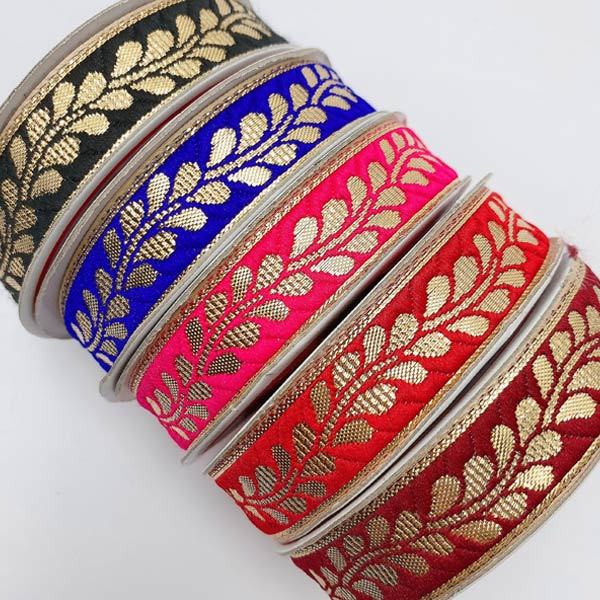 インド刺繍リボンゴールドリーフ刺繍リボン幅20mm1m単位切り売り「在庫限り」