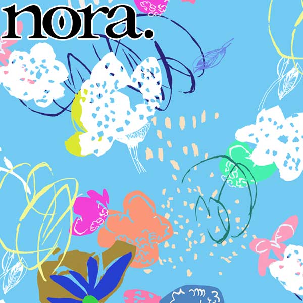 色踊Bブルー系オックス生地10cm単位切り売りFR1137OXノラNORA.（85）「在庫限り」