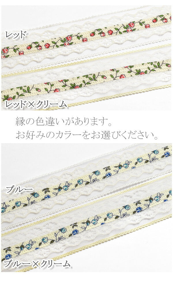 ダブルレースの花柄リボン幅38mm1m単位切り売り