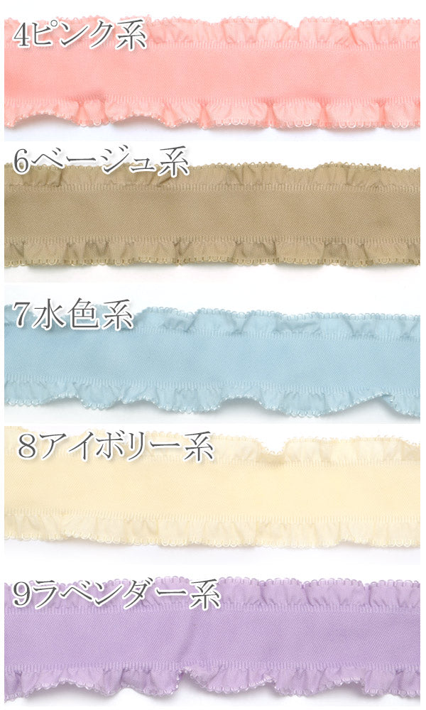 ピコットとサイドフリルリボン幅40mm1m切り売り