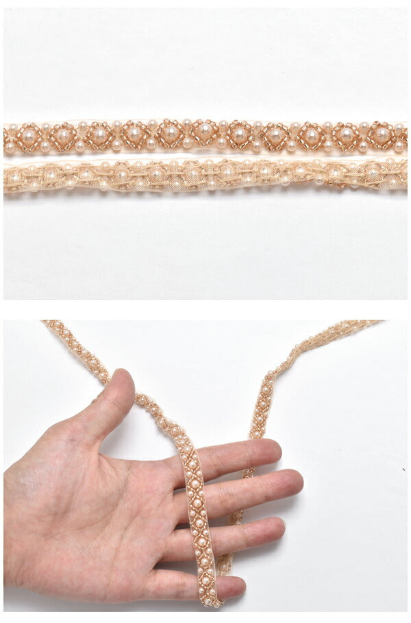 ひし形のビーズの刺繍リボンブレード10cm単位切り売り(30cm以上)