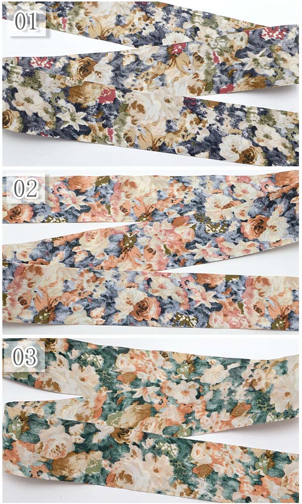 クラシックレトロな花柄ファブリックリボン幅38mm1m単位切り売り(2m以上)「在庫限り」