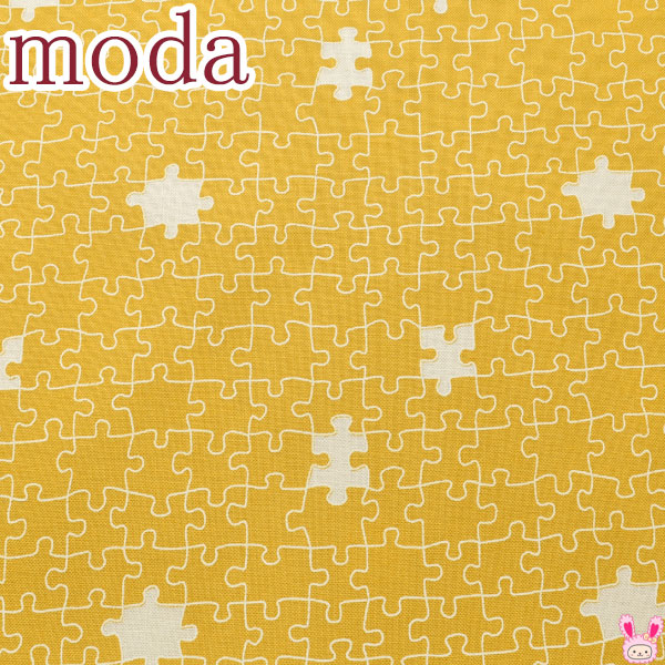 ModaABCXYZジグゾーパズル柄14イエロー系モダ20817-14シーチング生地(231)(30cm以上10cm単位切り売り)「在庫限り」