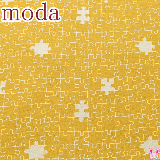 ModaABCXYZジグゾーパズル柄14イエロー系モダ20817-14シーチング生地(231)(30cm以上10cm単位切り売り)「在庫限り」