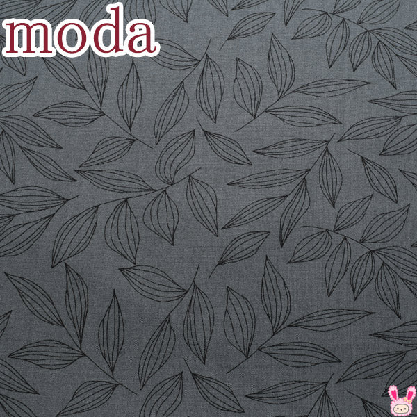 ModaCREATE柳の葉24グレー×ブラック系モダ11522-24シーチング生地(188)(30cm以上10cm単位切り売り)「在庫限り」
