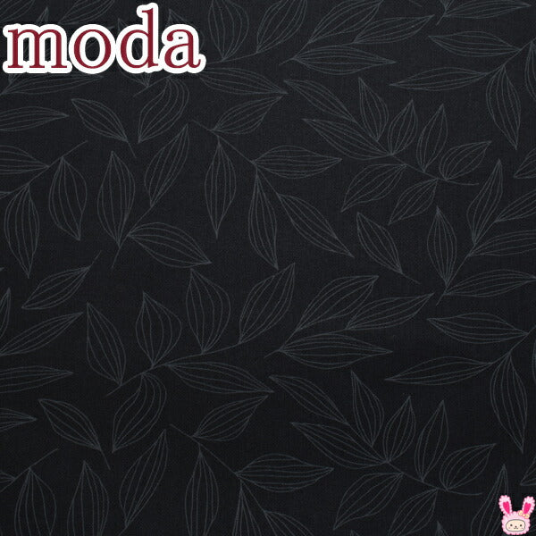 ModaCREATE柳の葉25ブラック系モダ11522-25シーチング生地(402)(30cm以上10cm単位切り売り)「在庫限り」