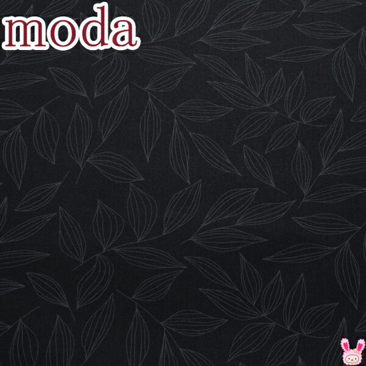 ModaCREATE柳の葉25ブラック系モダ11522-25シーチング生地(402)(30cm以上10cm単位切り売り)「在庫限り」