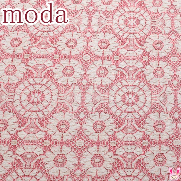 Modaリアル花柄レース13ピンクレッド系モダ7404-13シーチング生地(270)(30cm以上10cm単位切り売り)「在庫限り」