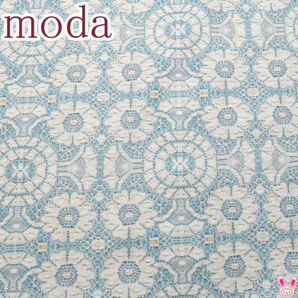 Modaリアル花柄レース16ライトブルー系モダ7404-16シーチング生地(270)(30cm以上10cm単位切り売り)「在庫限り」