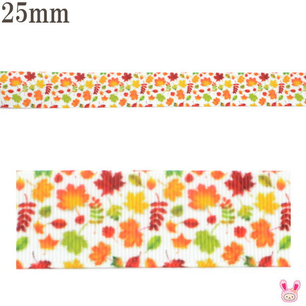 25mmプリントリボン秋の紅葉リボン2m「在庫限り」