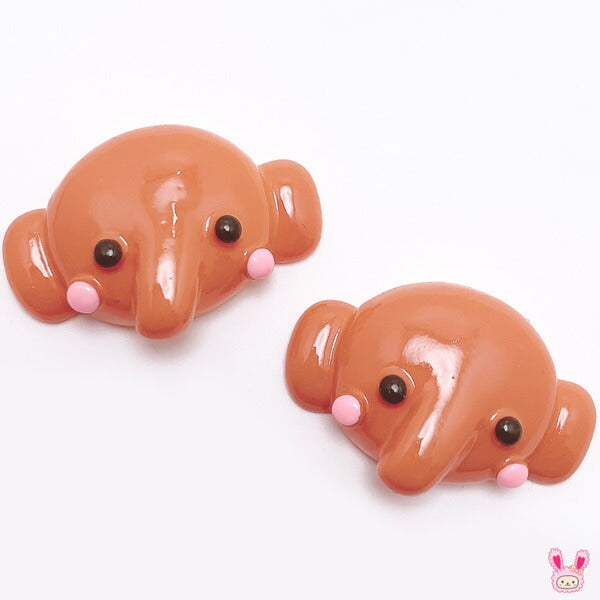 デコパーツゆるかわゾウさんのパン風パーツ2個「在庫限り」