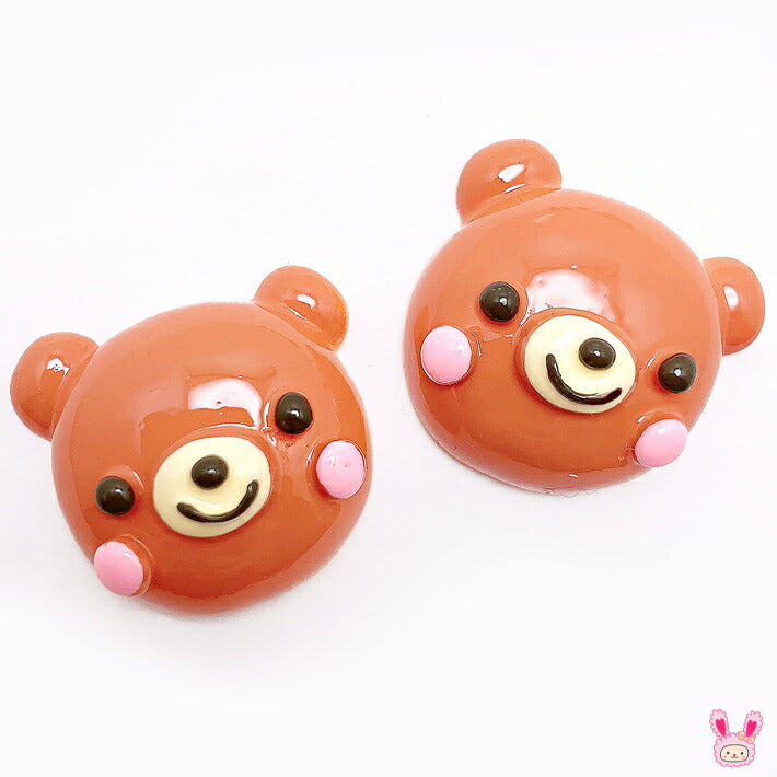 デコパーツゆるかわクマちゃんのパン風パーツ2個「在庫限り」