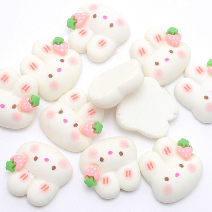 デコパーツぷっくりかわいいうさちゃんの顔パーツ4個