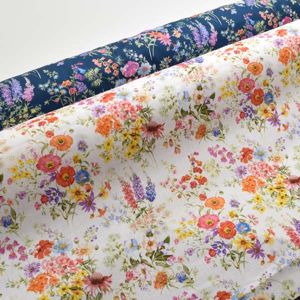スプリングブリーズAホワイト系10cm単位切り売りFR1097シーチング生地nora.ノラ(401)「在庫限り」