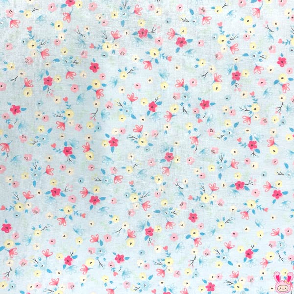 helloBaby!ハローベビーマミースイートフラワーC水色系HB50000-5シーティング生地(88)(30cm以上10cm単位切り売り)「在庫限り」