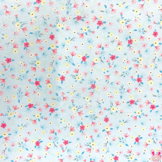 helloBaby!ハローベビーマミースイートフラワーC水色系HB50000-5シーティング生地(88)(30cm以上10cm単位切り売り)「在庫限り」