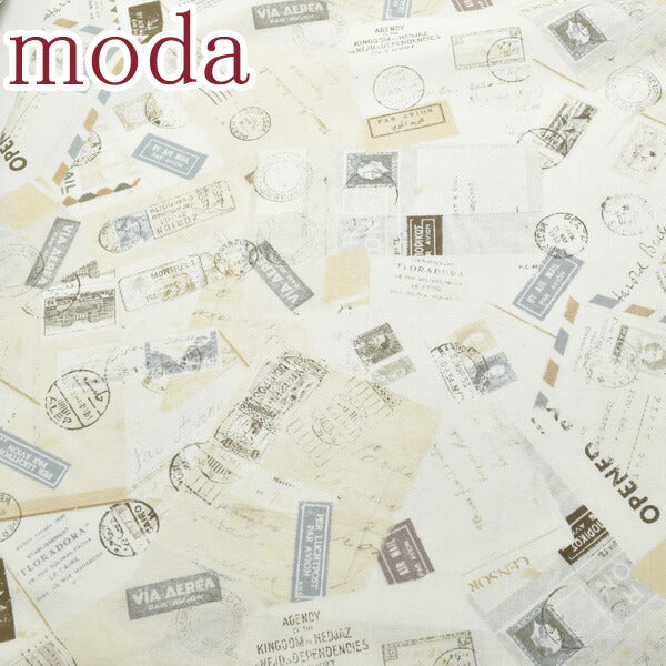 Modaボンボヤージュ11アイボリー系10cm単位切り売りモダ16941-11シーチング生地(271)「在庫限り」