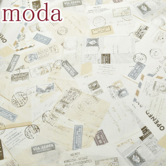 Modaボンボヤージュ11アイボリー系10cm単位切り売りモダ16941-11シーチング生地(271)「在庫限り」