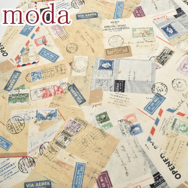 Modaボンボヤージュ13ベージュ系10cm単位切り売りモダ16941-13シーチング生地(108)「在庫限り」
