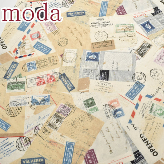 Modaボンボヤージュ13ベージュ系10cm単位切り売りモダ16941-13シーチング生地(108)「在庫限り」