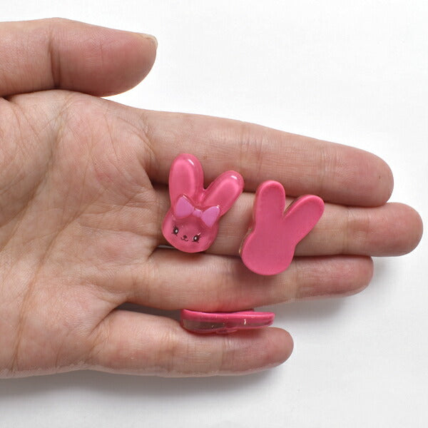 デコパーツぷっくり立体的なうさぎパーツ2個入「在庫限り」
