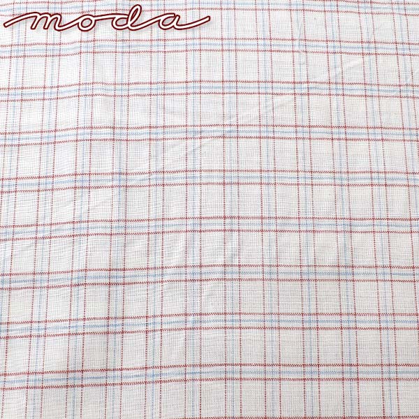チェック柄インド綿26トリプル白レッド10cm単位切り売りModaモダ14949コットン生地(270)「在庫限り」