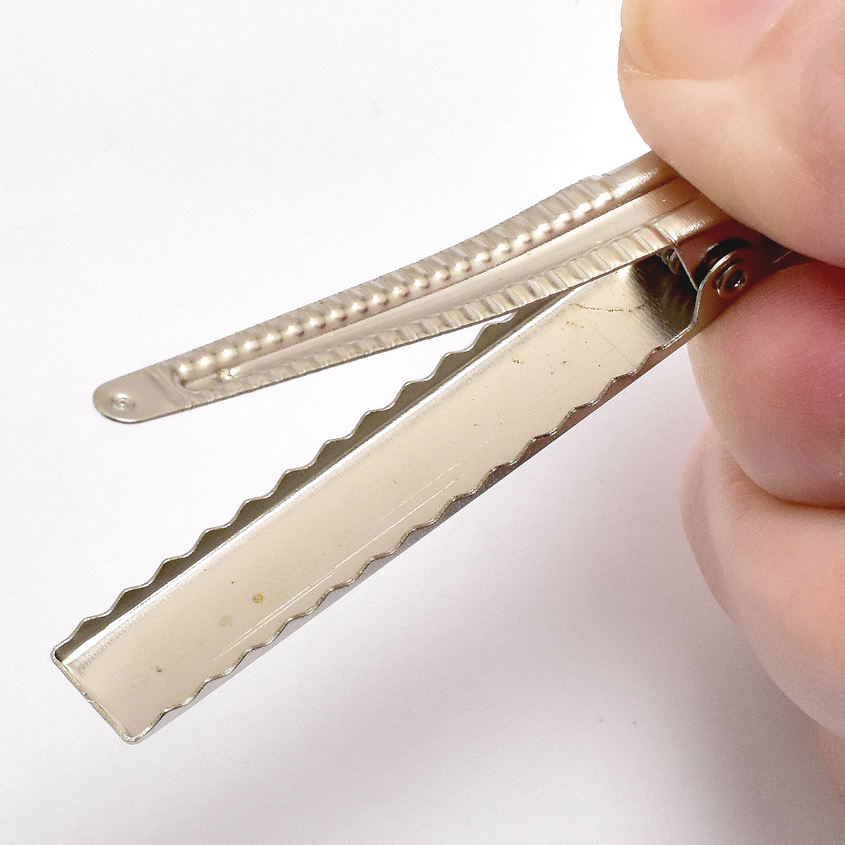 やっとこピン四角フラットシルバーヘアクリップ10個「35mm／46mm／60mm／80mm／100mm個別価格」