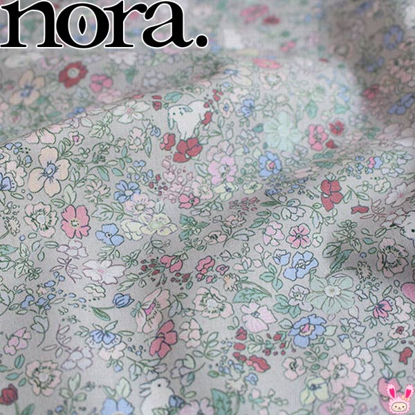 原っぱとうさぎDブラウン系シーチング生地10cm単位切り売りFR1230ノラNORA.(289)「在庫限り」