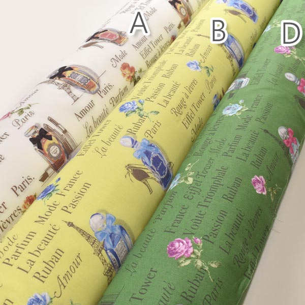 YUWA有輪商店パフューム・ボトルBイエローグリーン10cm単位切り売りシャーティング生地YO829765(28)「在庫限り」