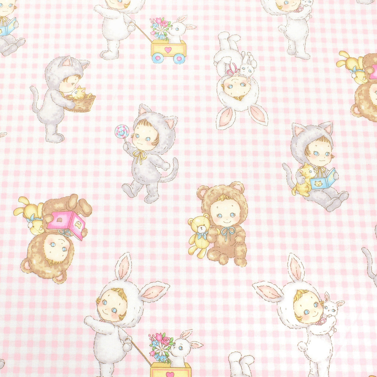 かわいい3人　シーチング生地　PN1200-12　キルトゲイト　(30cm以上10cm単位切り売り)　「在庫限り」