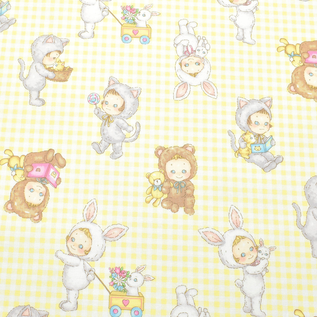 かわいい3人　シーチング生地　PN1200-12　キルトゲイト　(30cm以上10cm単位切り売り)　「在庫限り」