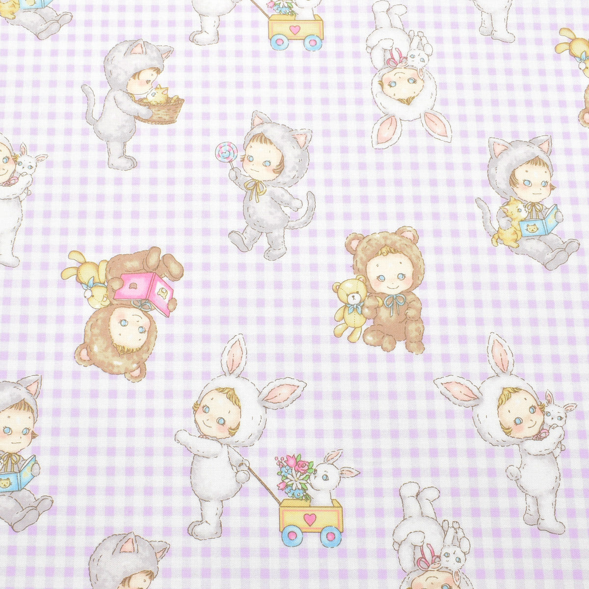 かわいい3人　シーチング生地　PN1200-12　キルトゲイト　(30cm以上10cm単位切り売り)　「在庫限り」