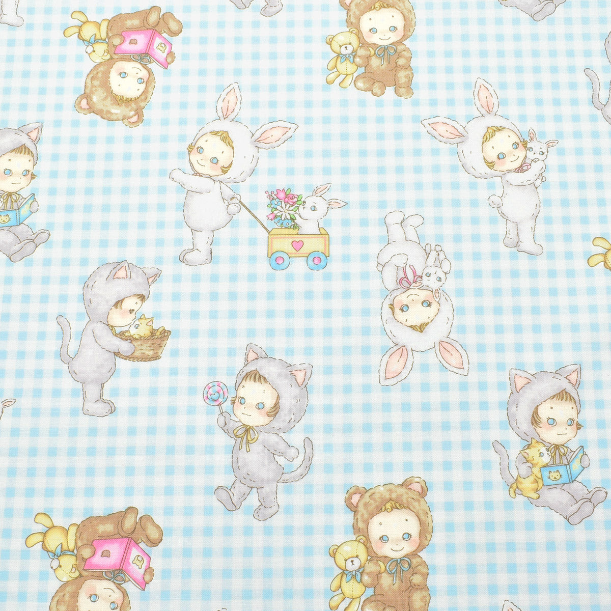 かわいい3人　シーチング生地　PN1200-12　キルトゲイト　(30cm以上10cm単位切り売り)　「在庫限り」