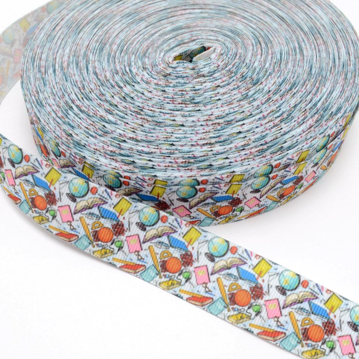プリントリボンミニミニ学校グッズな柄リボン幅25mm2m「在庫限り」