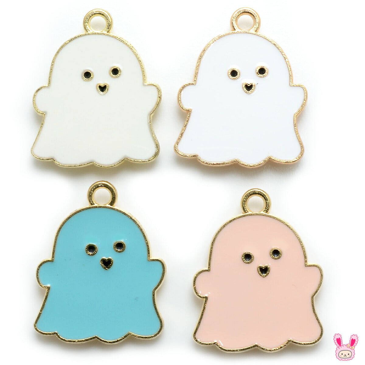 アクセサリーパーツハロウィンゆるっとパステルおばけチャーム2個「在庫限り」