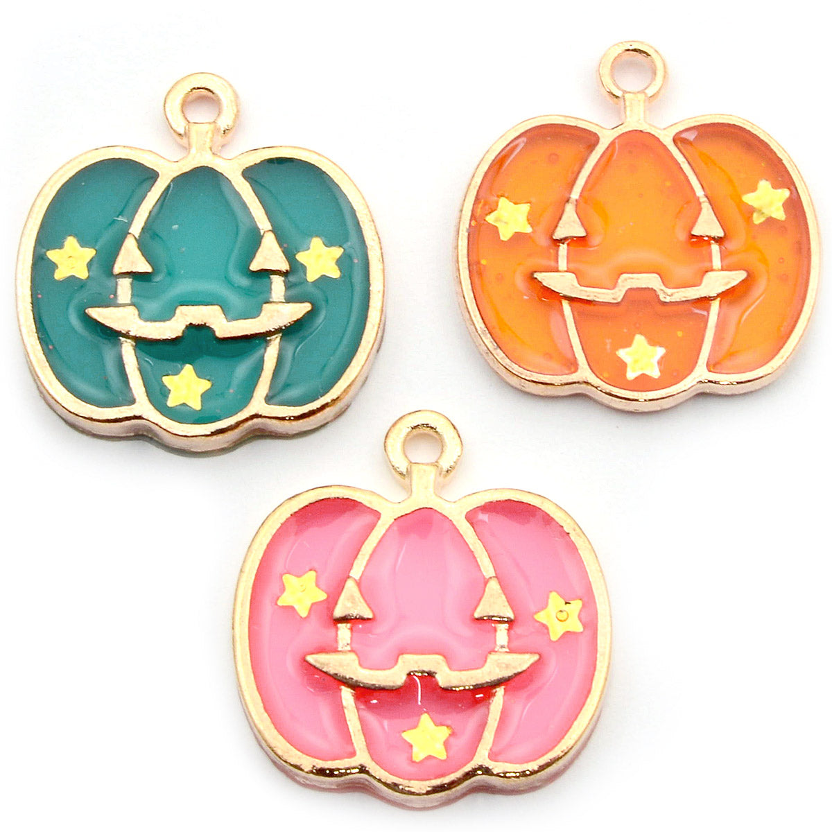 アクセサリーパーツハロウィン星のスマイルカボチャチャーム2個