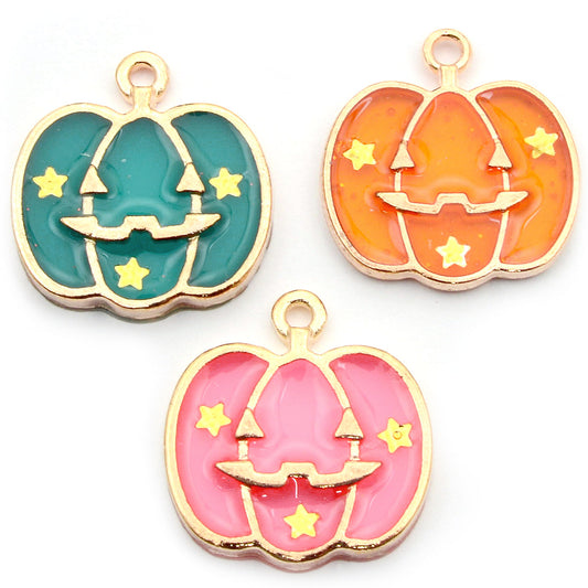 アクセサリーパーツハロウィン星のスマイルカボチャチャーム2個