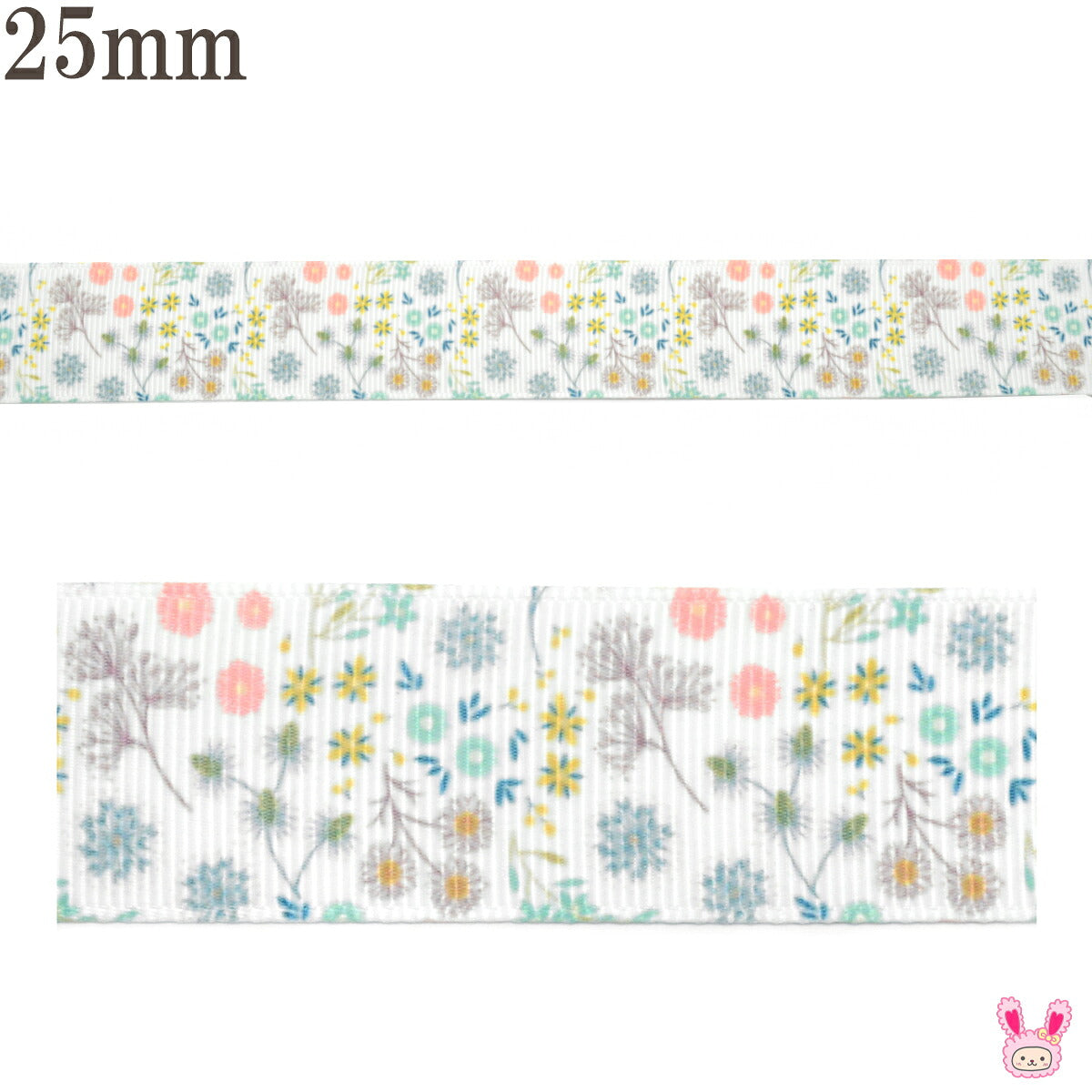 プリントリボン9種のMIXフラワーリボン幅25mm1m単位切り売り(3m以上)
