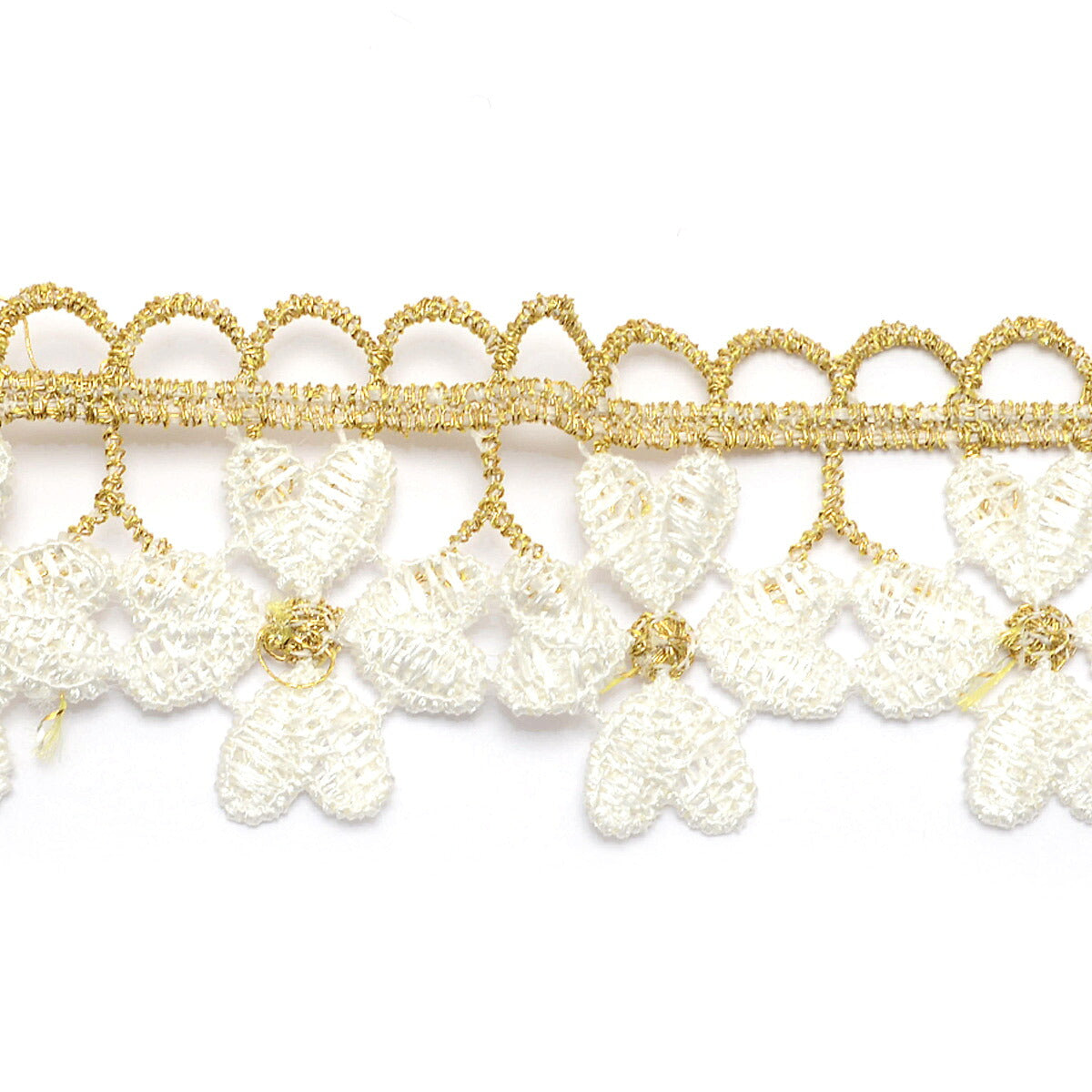 金と白のお花のレースブレード　幅35mm　10cm単位　切り売り　(50cm以上)