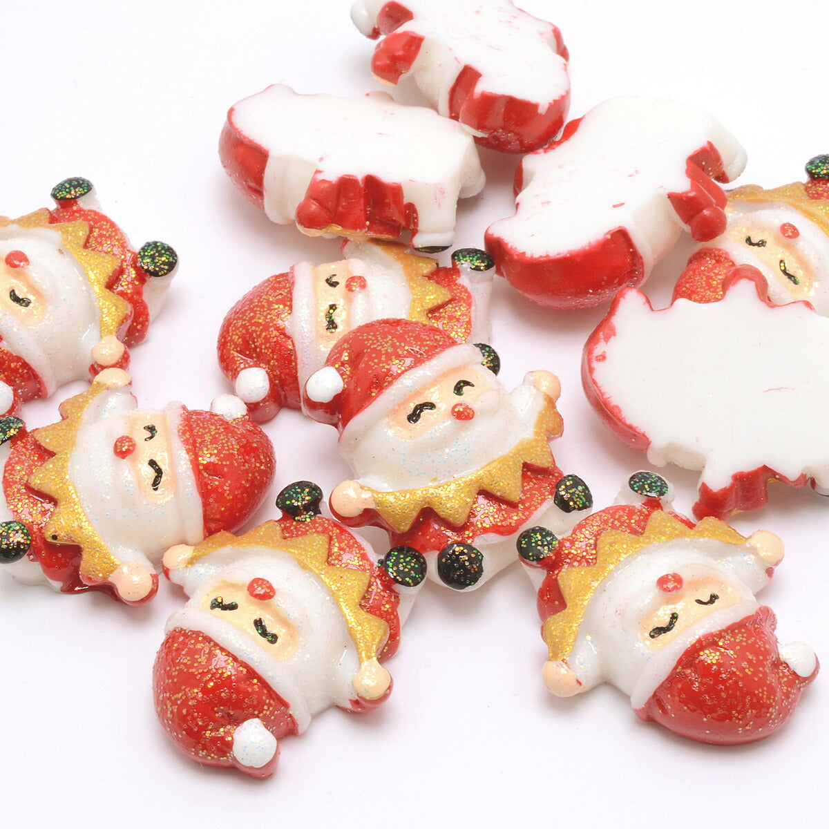 デコパーツクリスマスキラキラ楽しいサンタさん4個