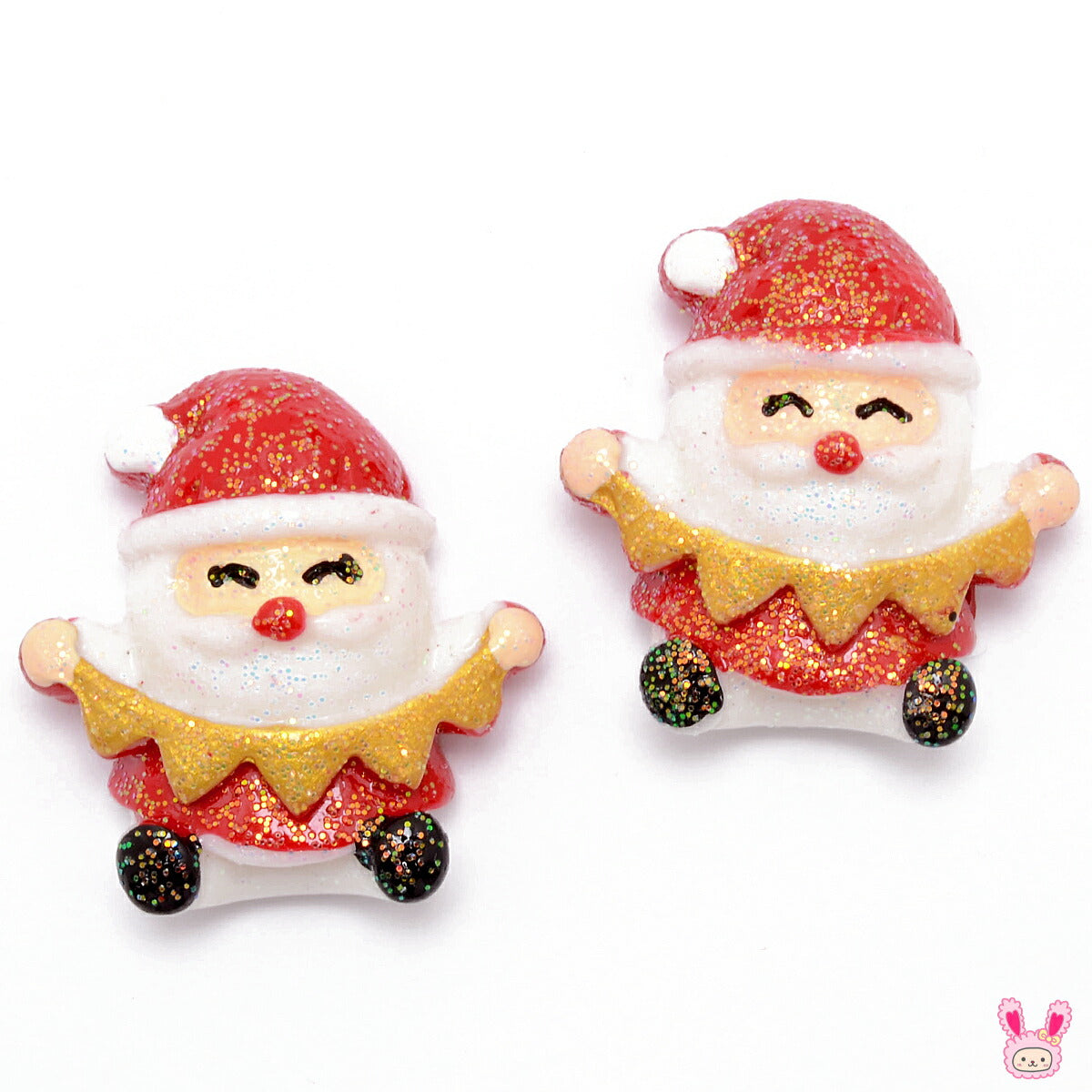 デコパーツクリスマスキラキラ楽しいサンタさん4個