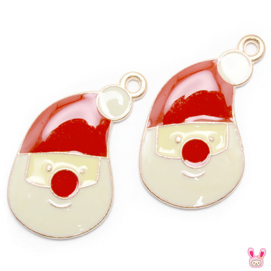 アクセサリーパーツクリスマスもふもふサンタの顔チャーム2個