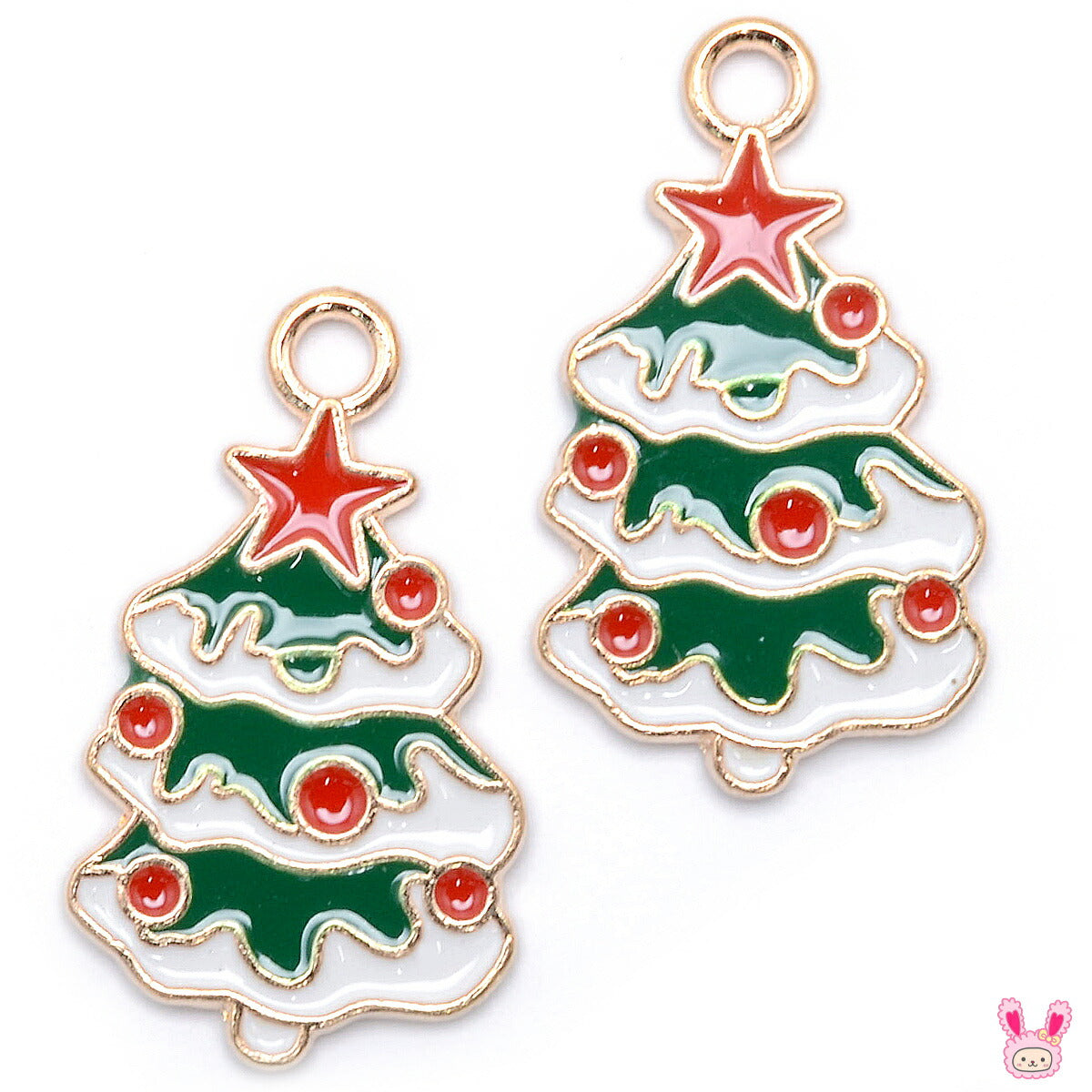 アクセサリーパーツクリスマス雪をかぶったクリスマスツリーチャーム2個★