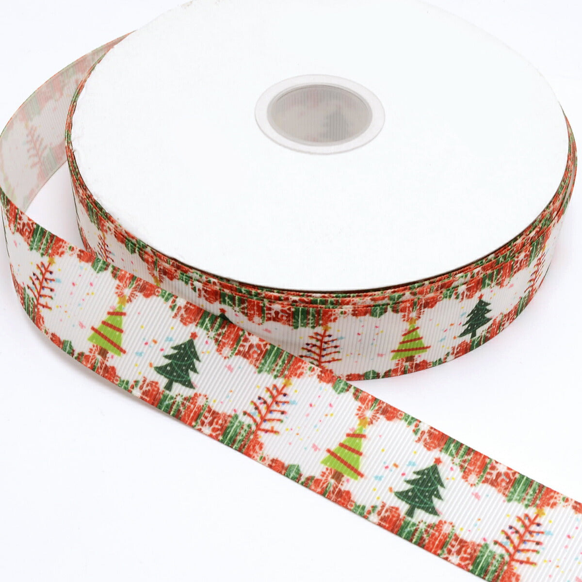 プリントリボンクリスマスクリスマスツリー達とプレゼントリボン幅25mm1m単位切り売り(2m以上)