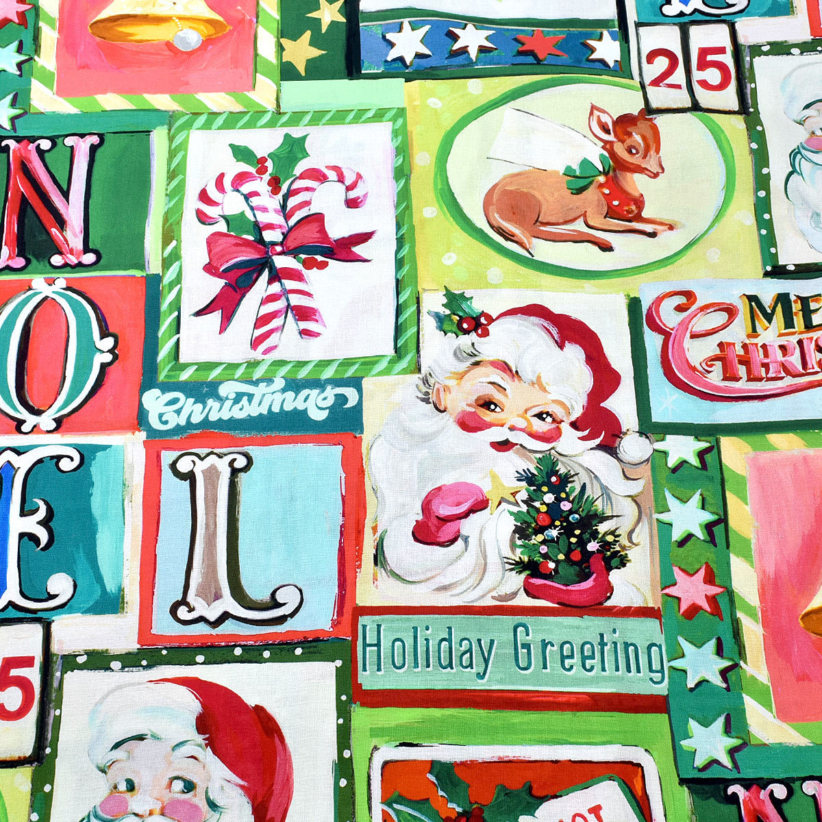 NOEL　クリスマスパーティー　NL-SANTA　コットン生地　(30cm以上10cm単位切り売り)　「在庫限り」