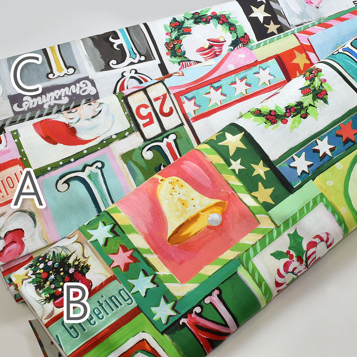NOELクリスマスパーティーNL-SANTAコットン生地(30cm以上10cm単位切り売り)「在庫限り」