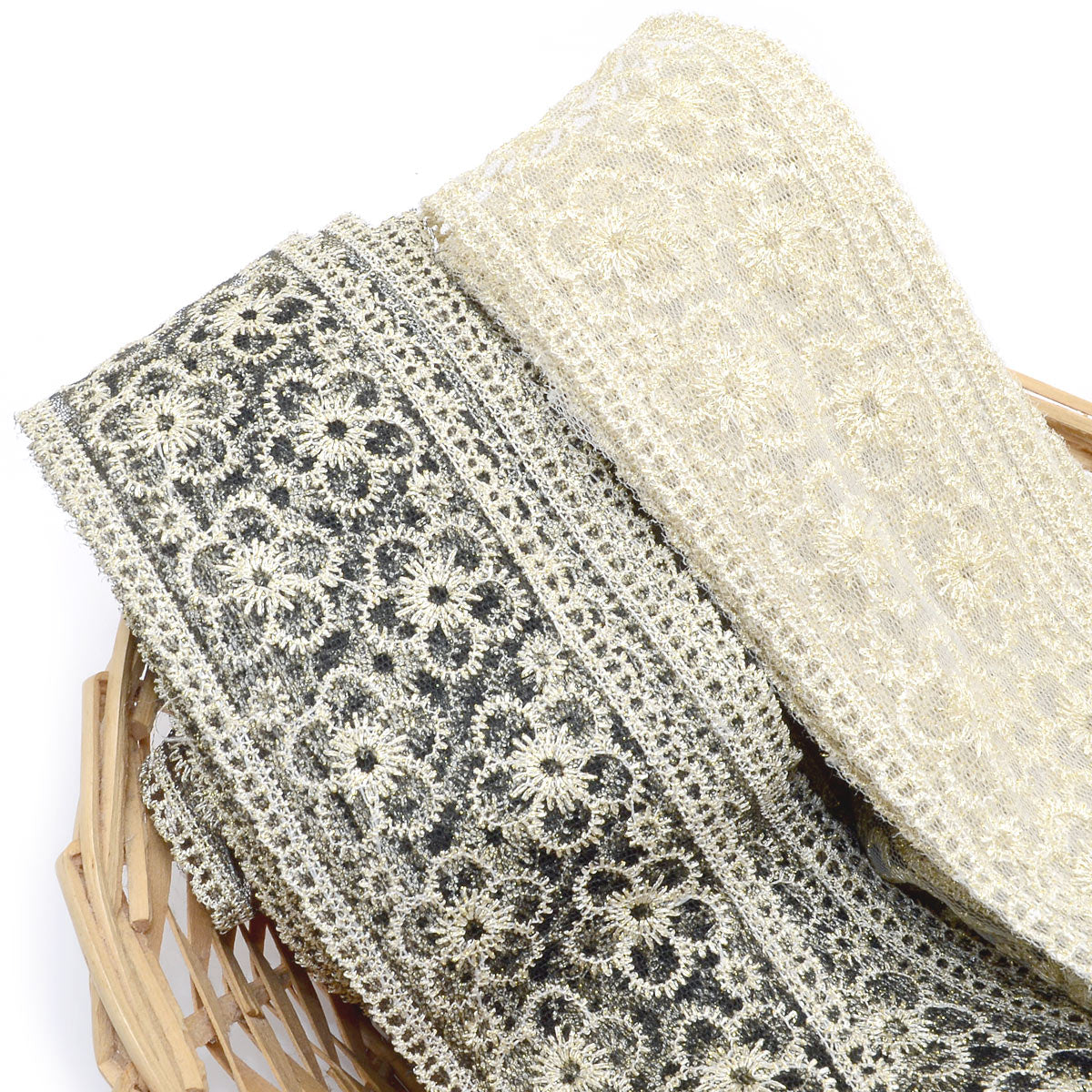まんまる上品な花柄刺繍リボン幅65mm1m単位切り売り