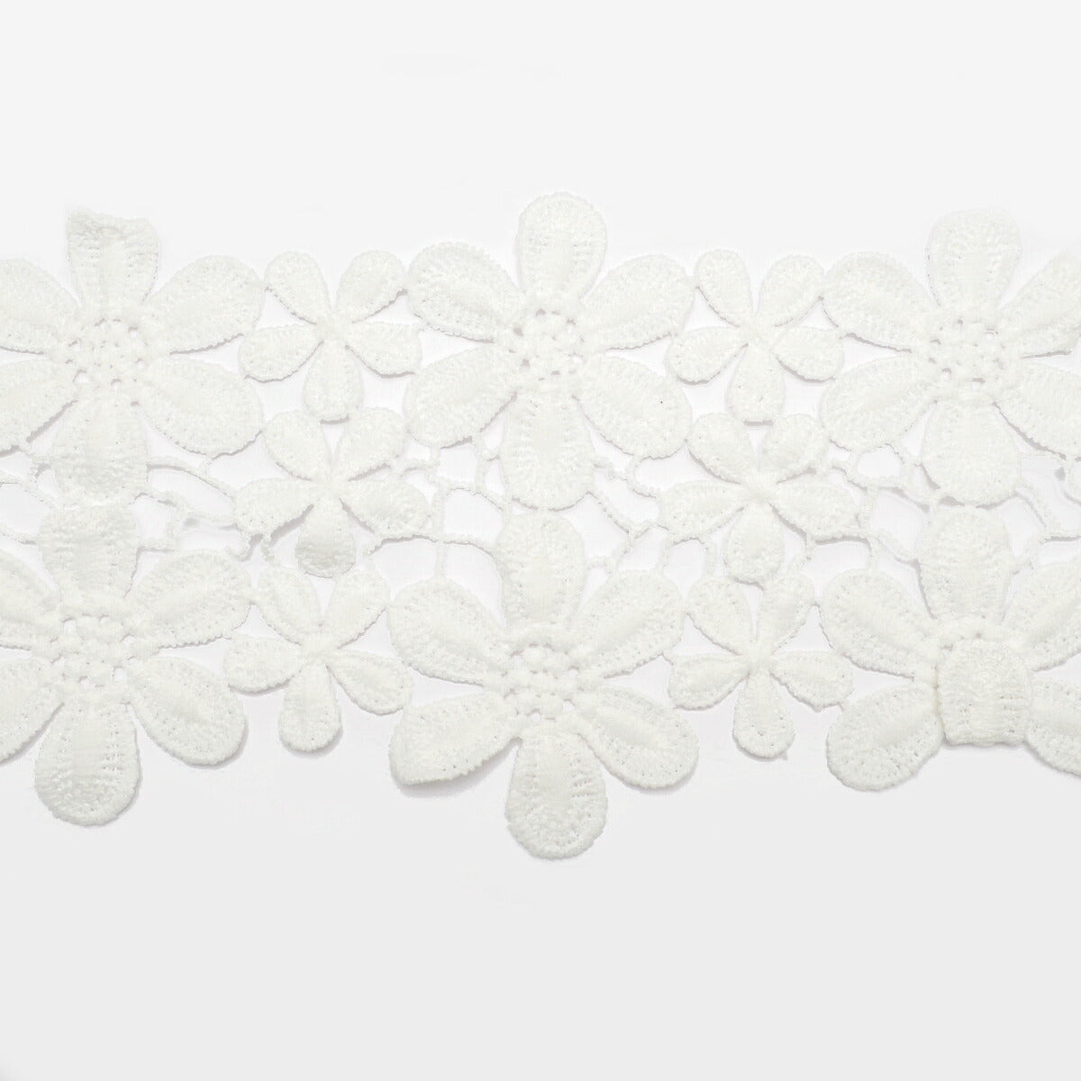 ふわふわ花弁の花柄レース　幅100mm　10cm単位　切り売り　(50cm以上)