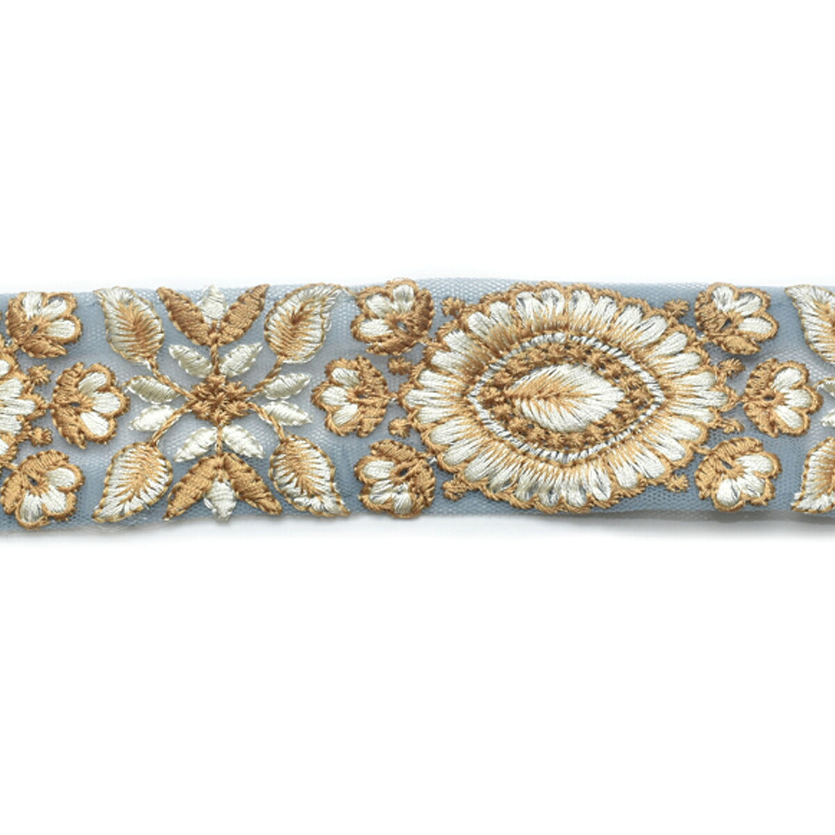 インド刺繍リボン　上品な葉と花の刺繍リボン　幅40mm　10cm単位　切り売り　(20cm以上)　「在庫限り」