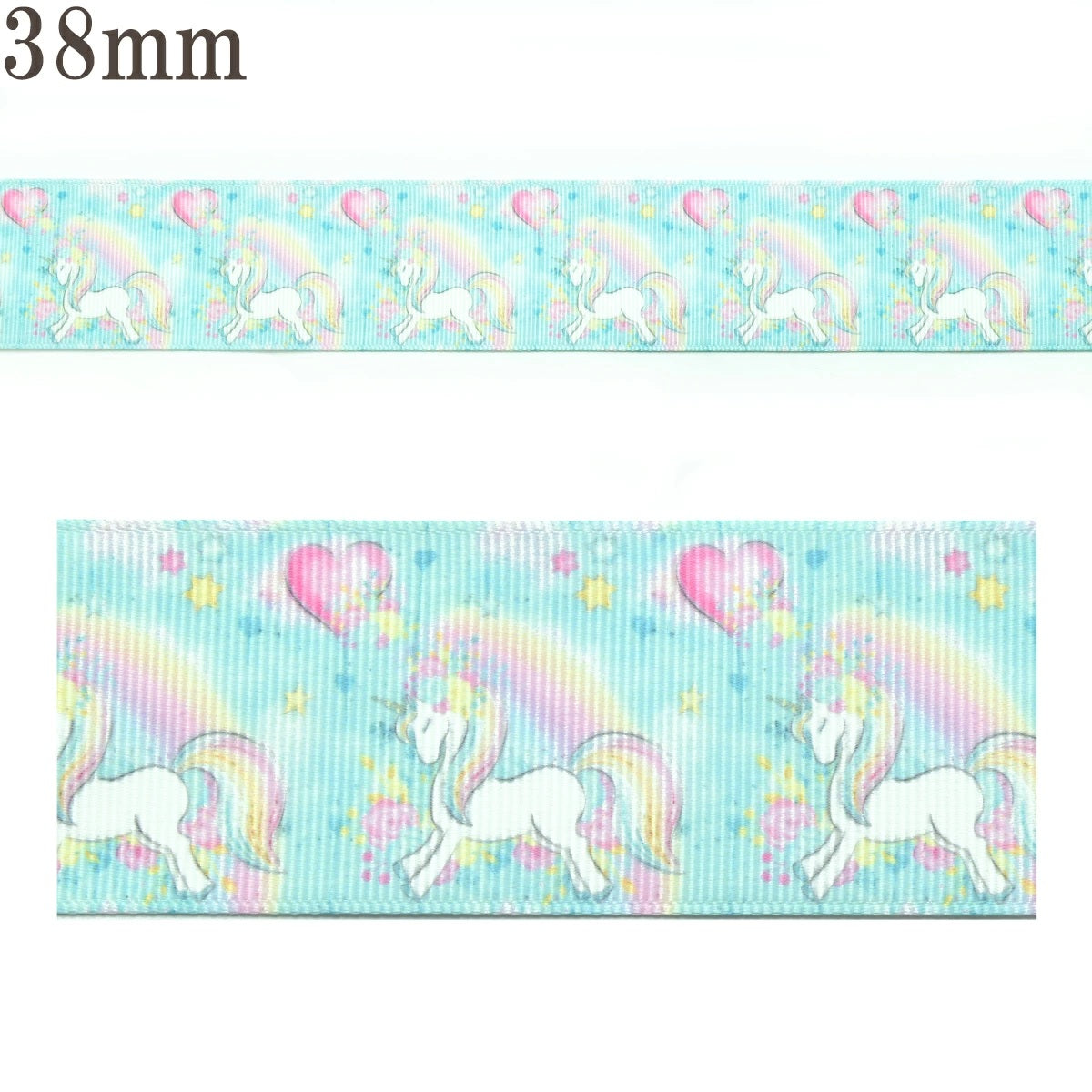 プリントリボンユニコーンのミントリボン幅38mm1m単位切り売り(2m以上)